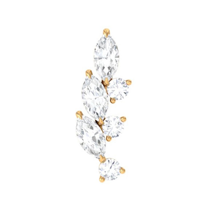 Moissanite Minimal Leaf Crawler Earring in Gold