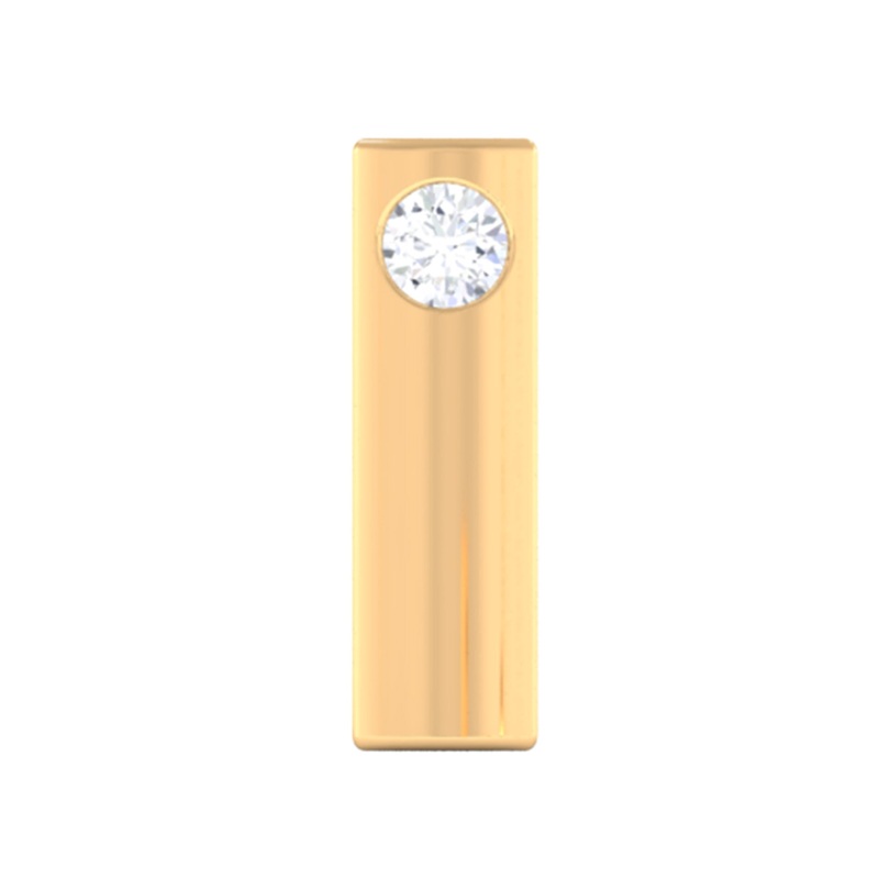 Natural Diamond Gold Bar Earring for Conch Piercing
