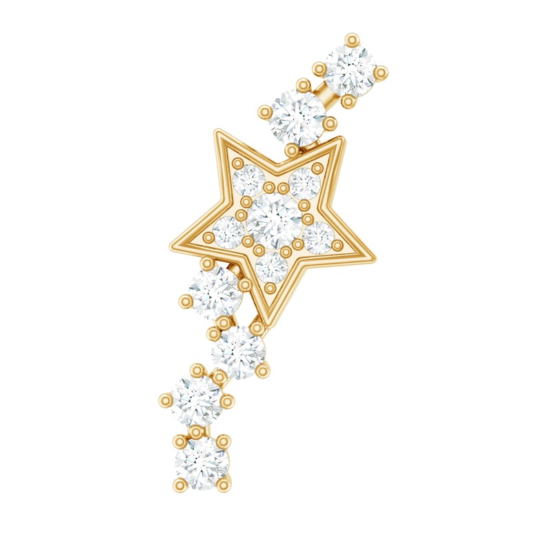 Natural Diamond Star Crawler Earring for Helix Piercing
