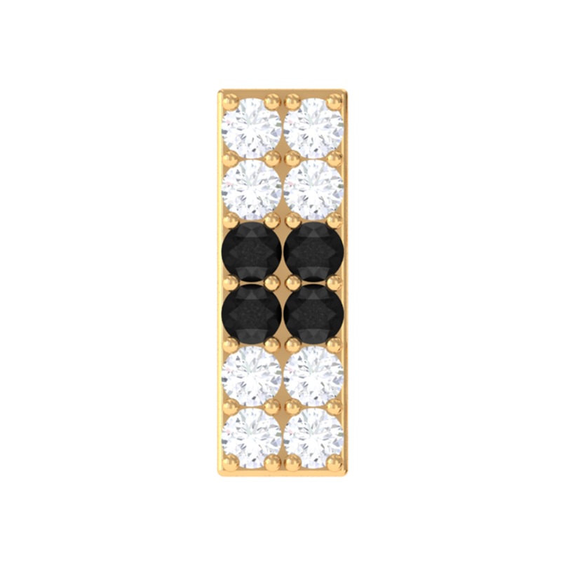 Pave Set Black Diamond and Moissanite Bar Earring for Tragus Piercing
