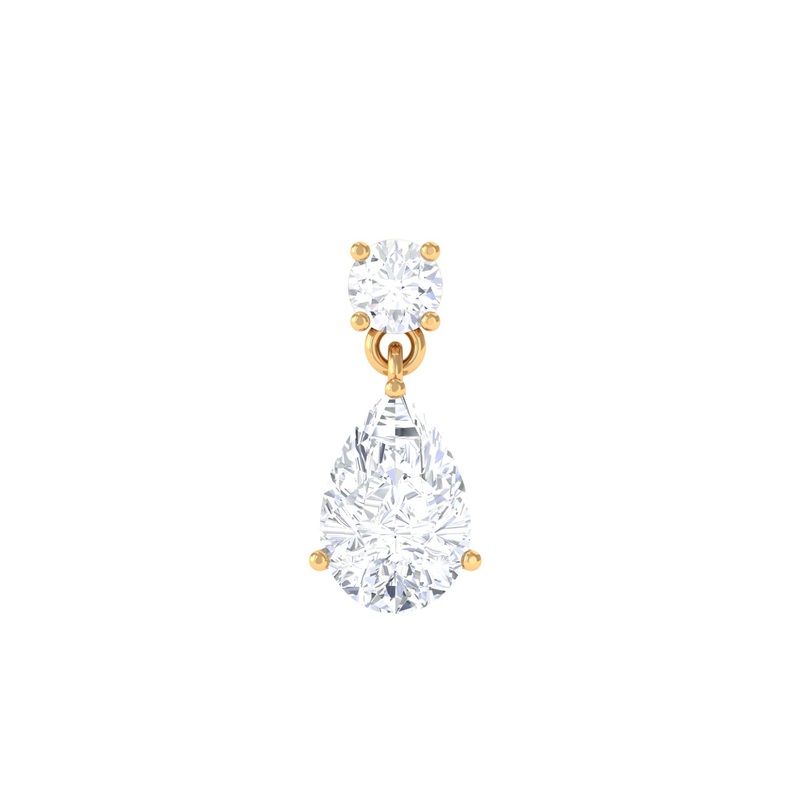Pear and Round Cut Diamond Stud Drop Helix Earring