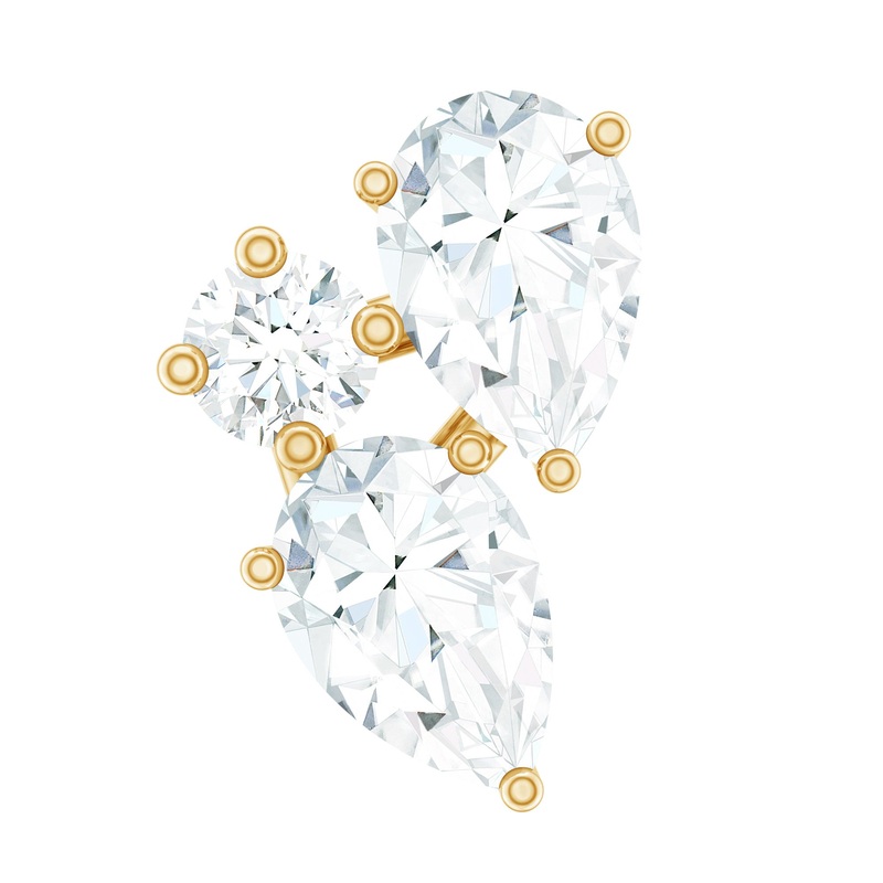 Pear and Round Cut Moissanite Cluster Helix Earring