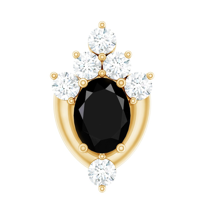 Real Black Onyx Unique Helix Earring with Moissanite