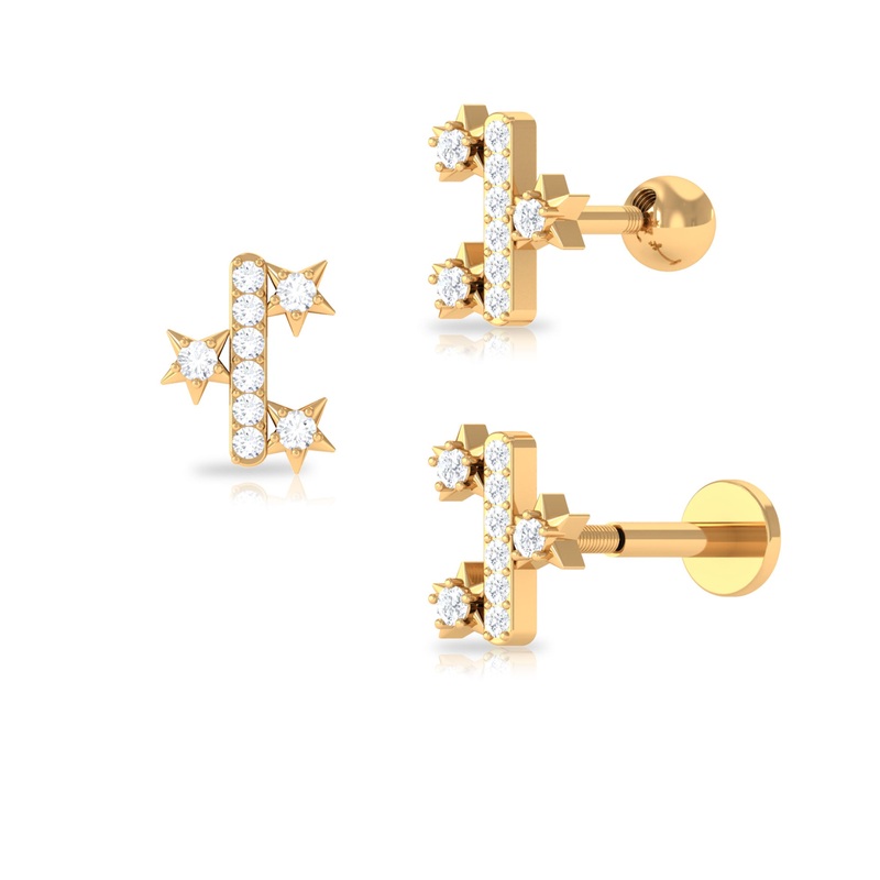 Real Round Cut Moissanite Star Tragus Earring