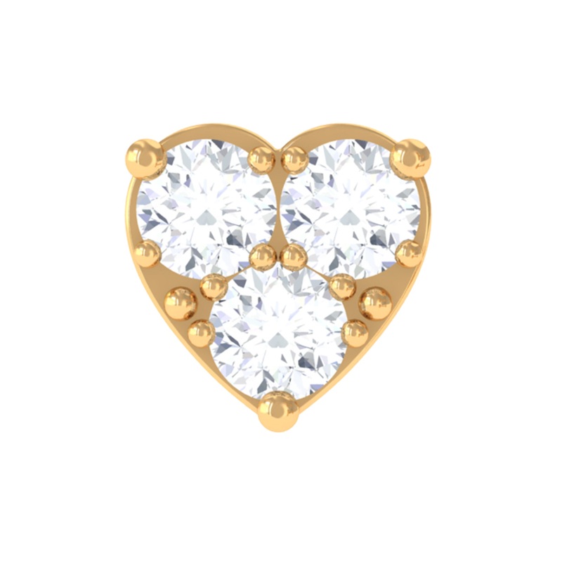 Round Moissanite Heart Earring for Helix Piercing