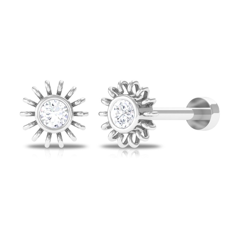 Simple Round Diamond Sunburst Nose Pin