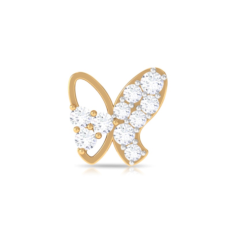 Unique Moissanite Butterfly Helix Earring in Gold