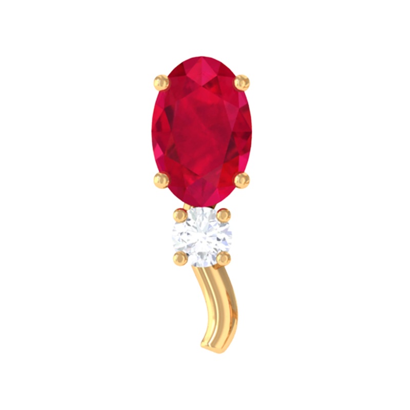 Unique Oval Ruby Forward Helix Earring with Diamond