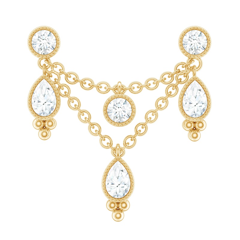 Vintage Inspired Diamond Chain Double Piercing Earring