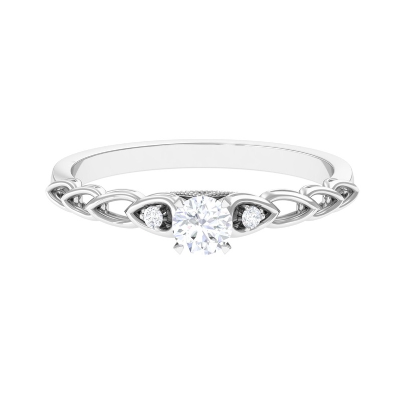 0.50 CT Round Moissanite Designer Promise Gold Ring