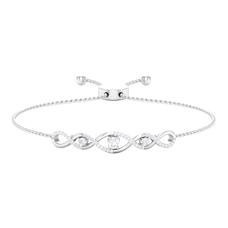 0.75 CT Zircon Infinity Braided Bolo Chain Bracelet