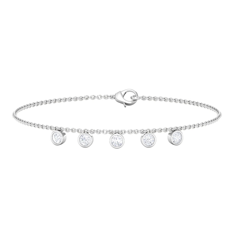 1/2 CT Bezel Set Round Zircon Station Chain Bracelet