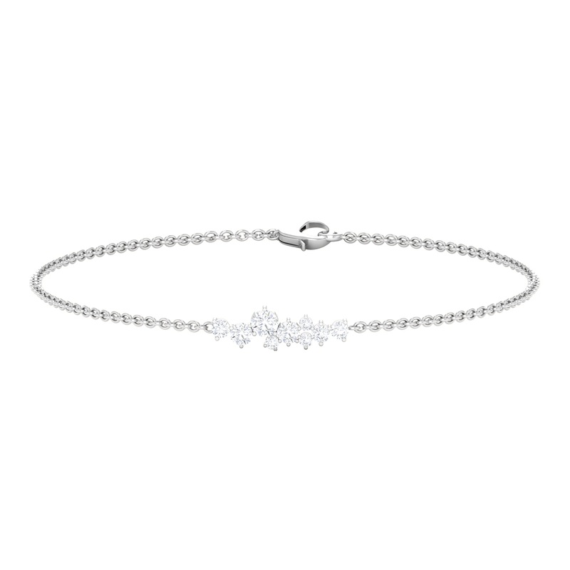 1/2 CT Cubic Zirconia Cluster Chain Bracelet in Gold