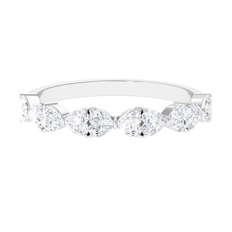 1.25 CT Certified Moissanite Heart Half Eternity Ring