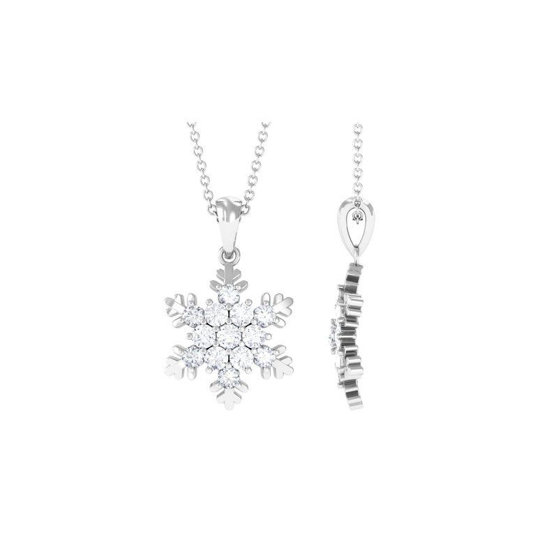 1.25 CT Certified Moissanite Snowflake Pendant in Gold