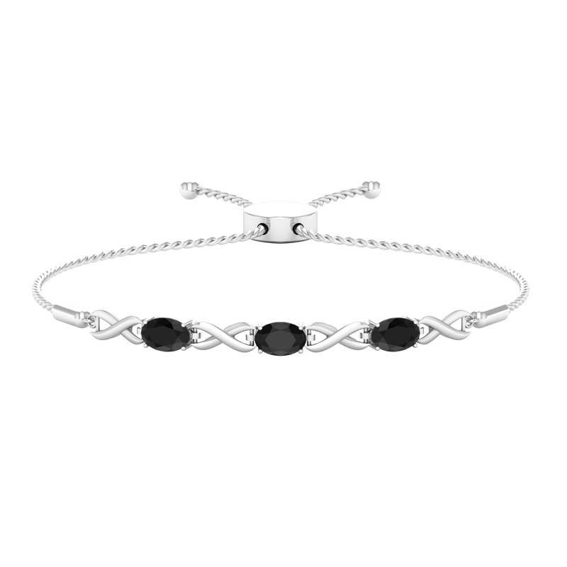1.25 CT Oval Cut Black Onyx and Gold Infinity Link Bolo Bracelet