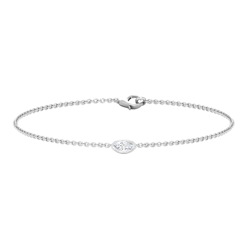 1/4 CT Bezel Set Marquise Zircon Solitaire Chain Bracelet