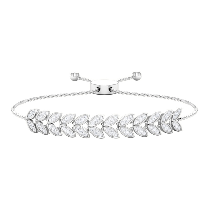 1.50 CT Cubic Zirconia Leaf Bolo Bracelet in Gold