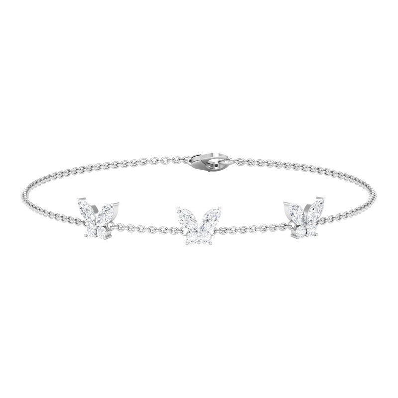 1.50 CT Zircon Butterfly Station Chain Bracelet in Gold