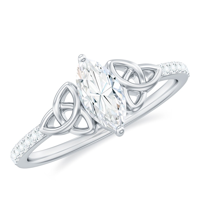 1 CT Marquise Moissanite Solitaire Celtic Knot Ring