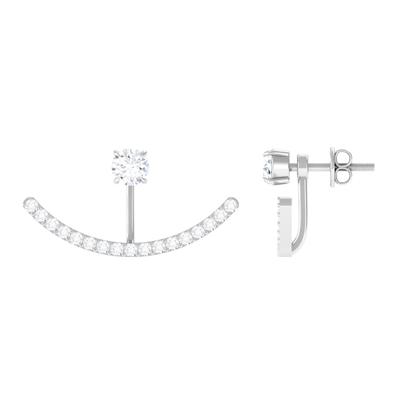 1 CT Natural Diamond Classic Gold Jacket Earrings in Prong Setting