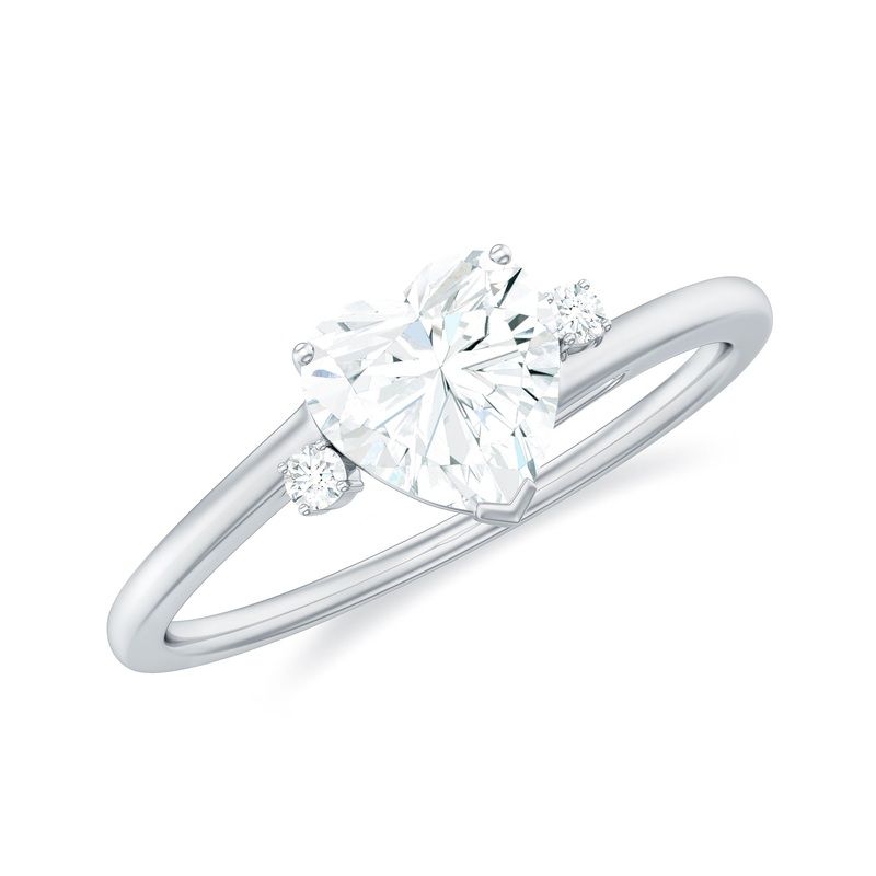 1 CT Solitaire Moissanite Heart Promise Ring in Gold