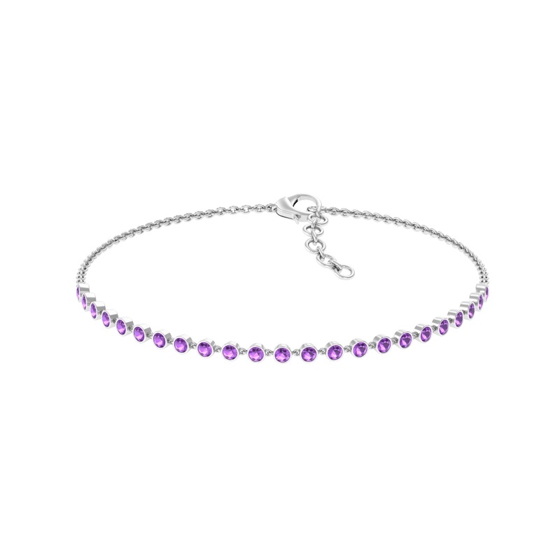 3/4 CT Bezel Set Amethyst Minimal Chain Bracelet