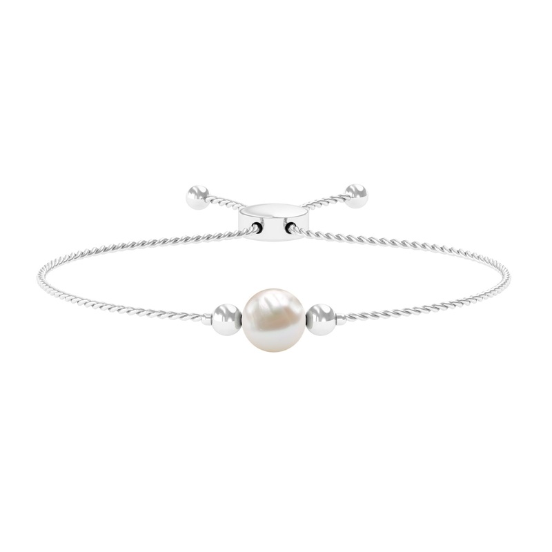 7.50 CT Freshwater Pearl Solitaire Bolo Bracelet in Gold