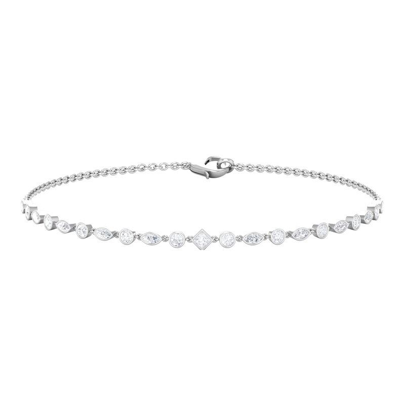 Bezel Set Cubic Zirconia Geometric Shape Chain Bracelet