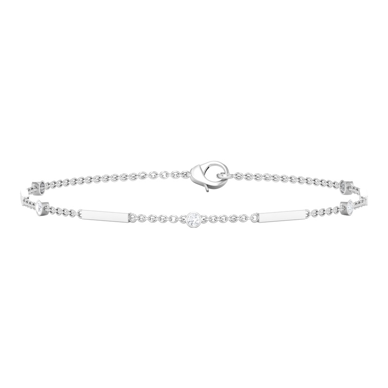 Bezel Set Cubic Zirconia Gold Bar Link Chain Bracelet