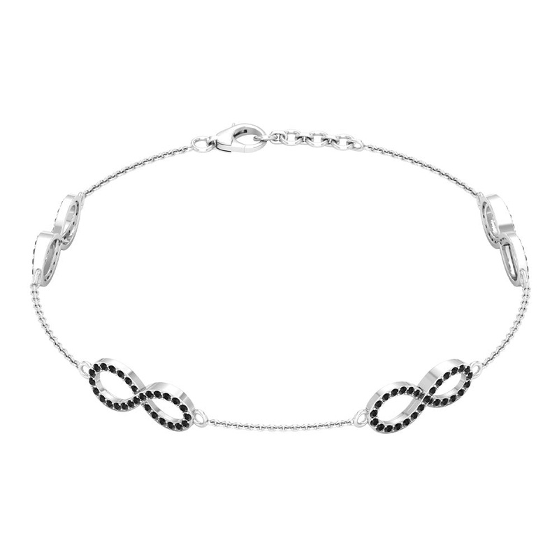 Certified Lab Grown Black Diamond Infinity Chain Bracelet