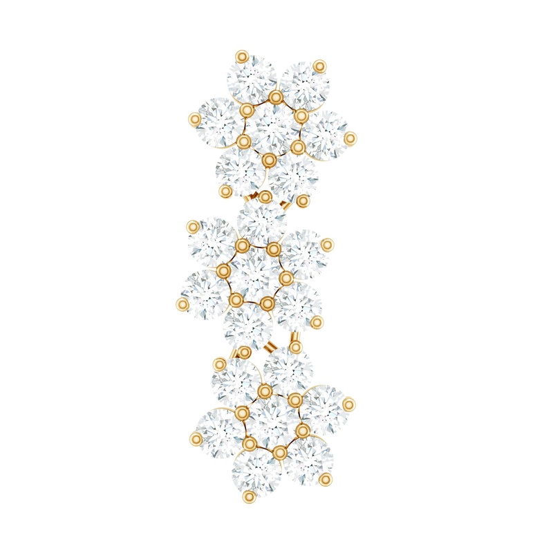 Certified Moissanite Floral Ear Climber Earring