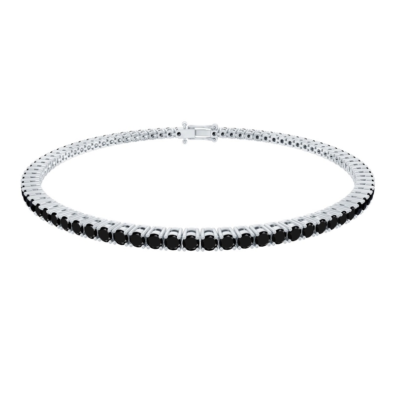 Certified Round Cut Lab Grown Black Diamond Tennis Bracelet
