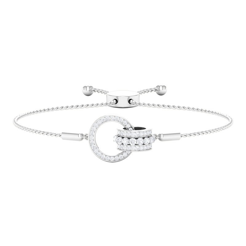 Designer Interlock Zircon Bolo Chain Bracelet in Gold