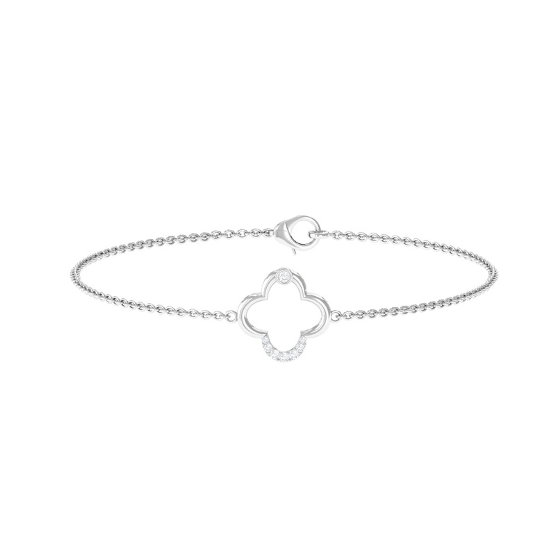 Elegant Cubic Zirconia Flower Chain Bracelet in Gold