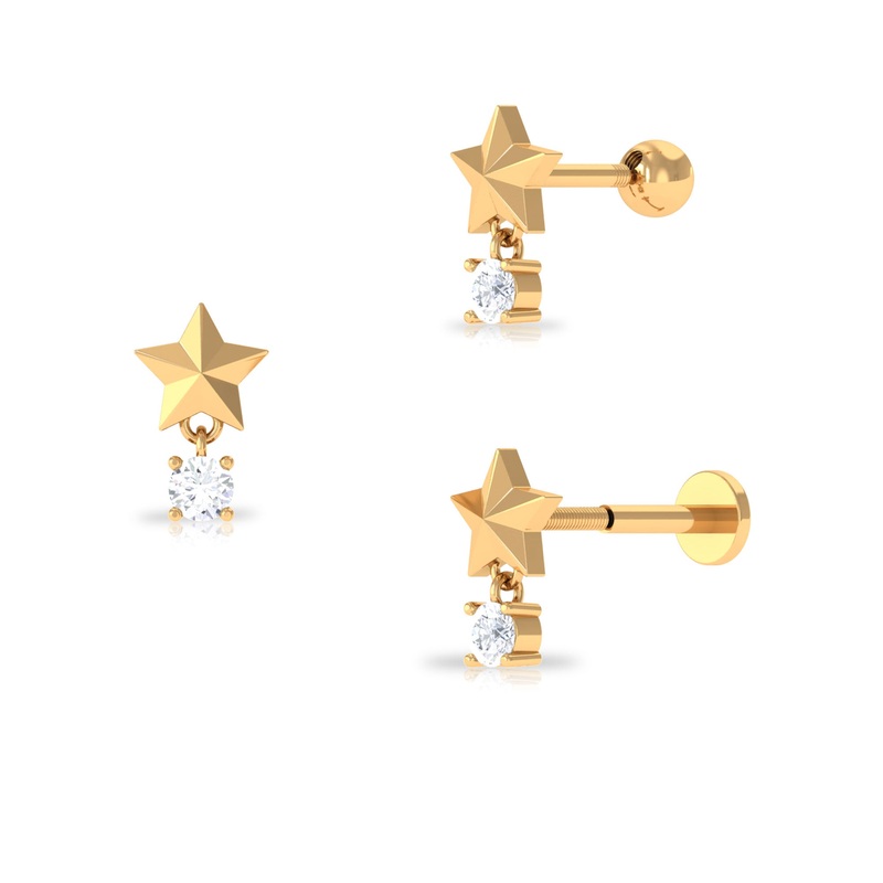 Exquisite Diamond Star Drop Earring for Helix Piercing