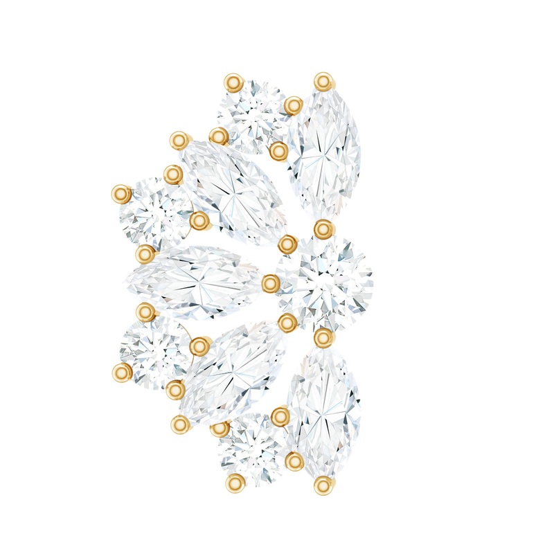 Natural Marquise and Round Diamond Floral Cartilage Earring