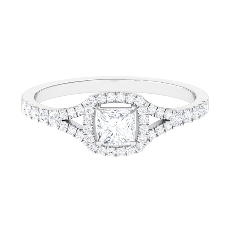 Split Shank Moissanite Designer Engagement Ring in Gold