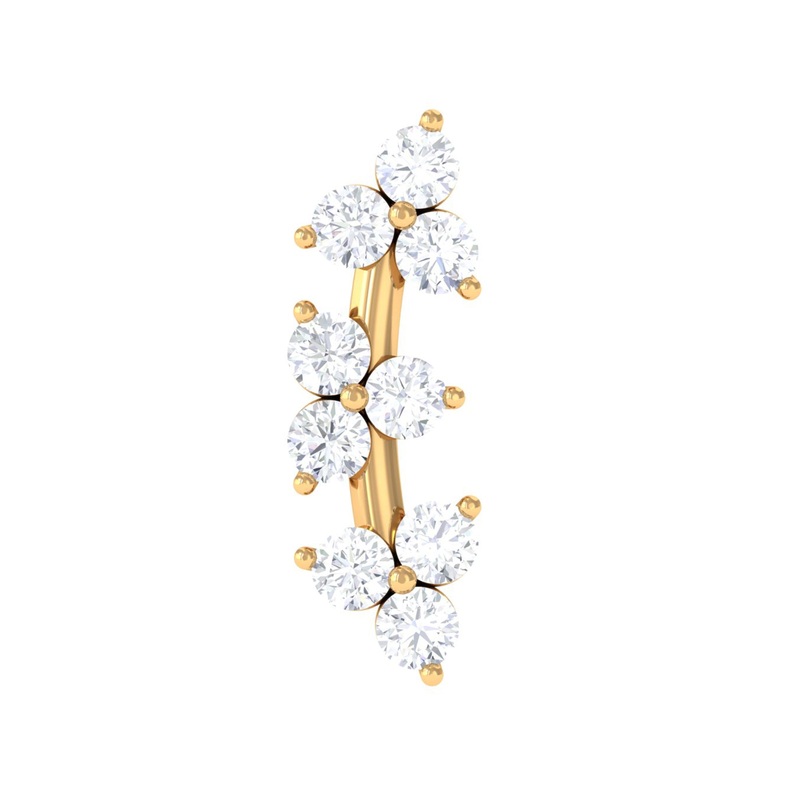 Unique Moissanite Cartilage Climber Earring in Gold