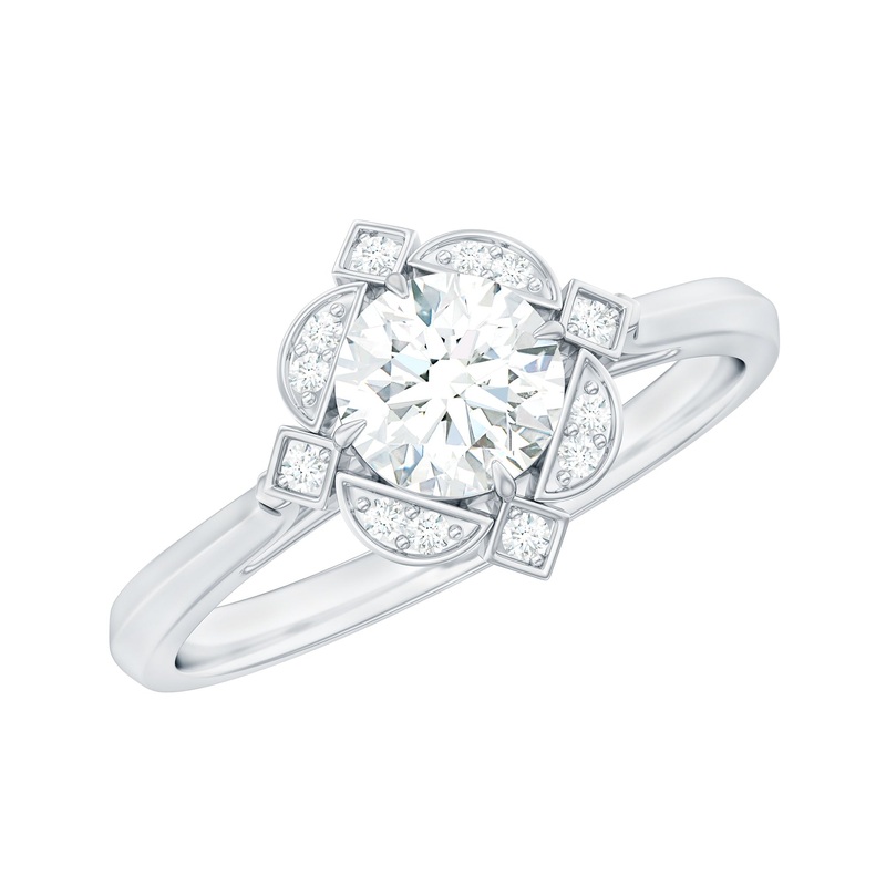 Vintage Inspired Moissanite Engagement Ring in Gold