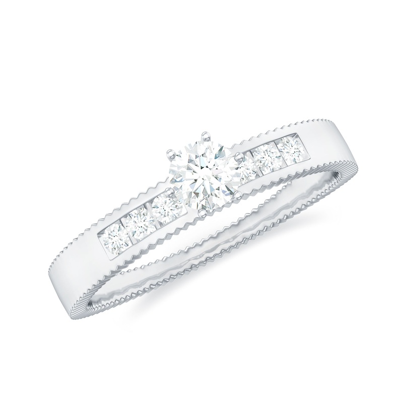 0.5 CT Natural Diamond Solitaire Gold Band Ring