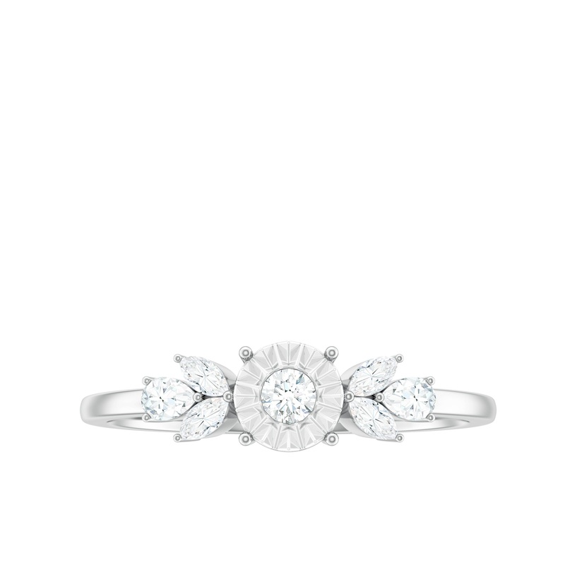0.50 CT Natural Diamond Leaf Promise Ring