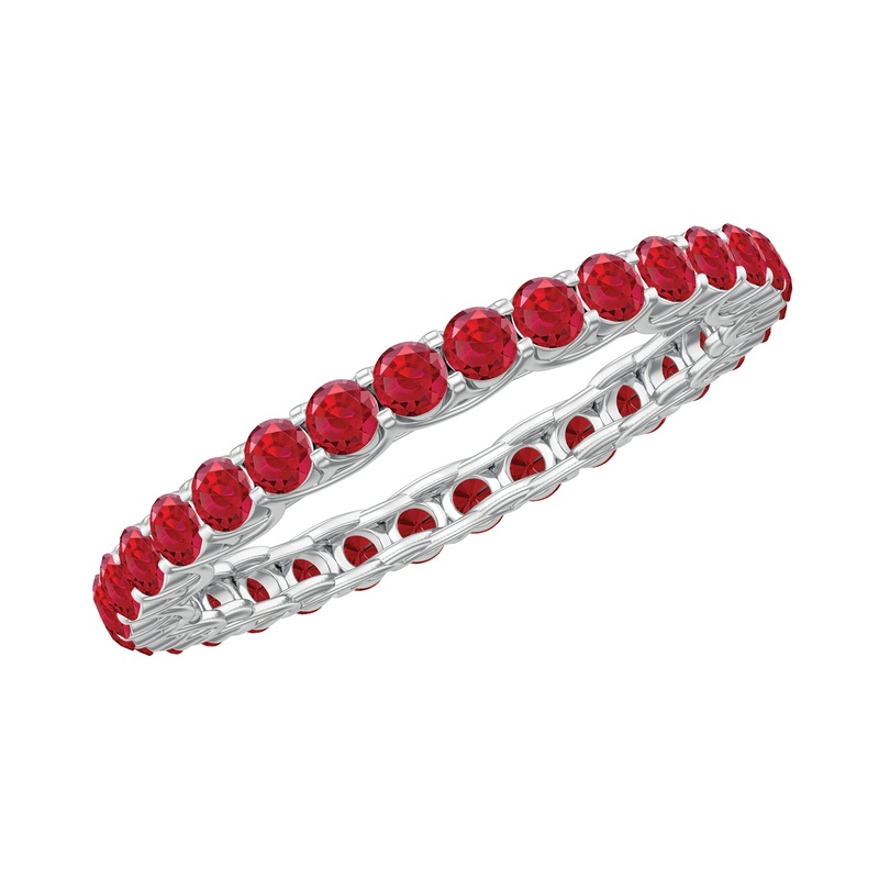 1.5 CT Lab Created Ruby Full Eternity Ring in Trellis Setting
