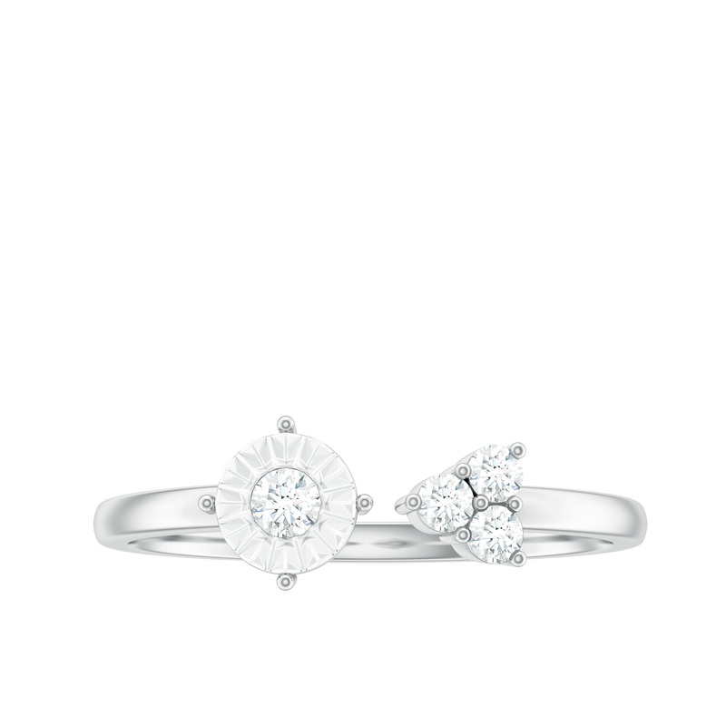 Round Shape Real Diamond Classic Cuff Ring in Gold