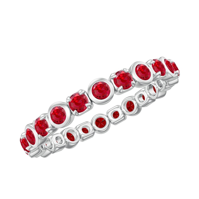 1.25 CT Created Ruby Eternity Band Ring