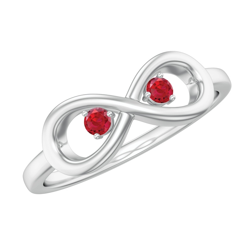 Round Lab-Created Ruby Gold Infinity Promise Ring