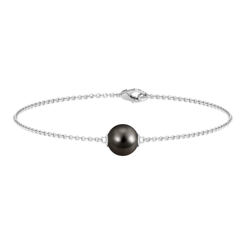 8 CT Elegant Tahitian Pearl Solitaire Chain Bracelet in Gold