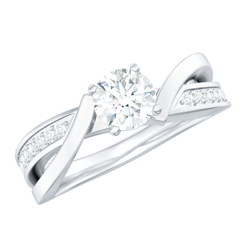 Round Shape Solitaire Moissanite Infinity Engagement Ring