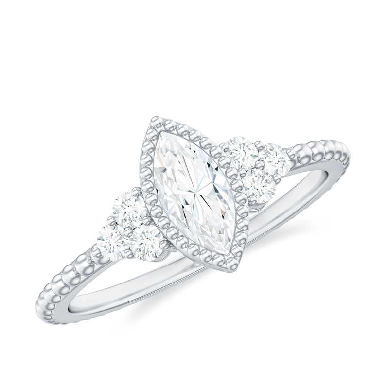 1.25 CT Marquise Cut Solitaire Moissanite Engagement Ring