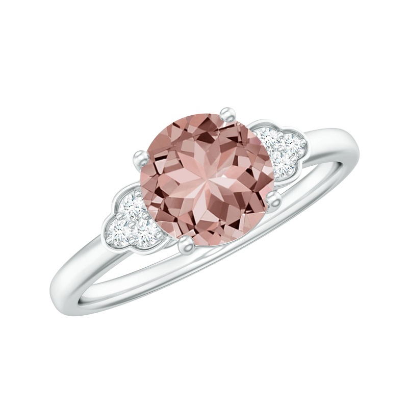 1.25 CT Round Morganite Solitaire Engagement Ring with Diamond